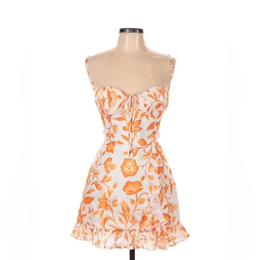 Floral Orange and White Dress
